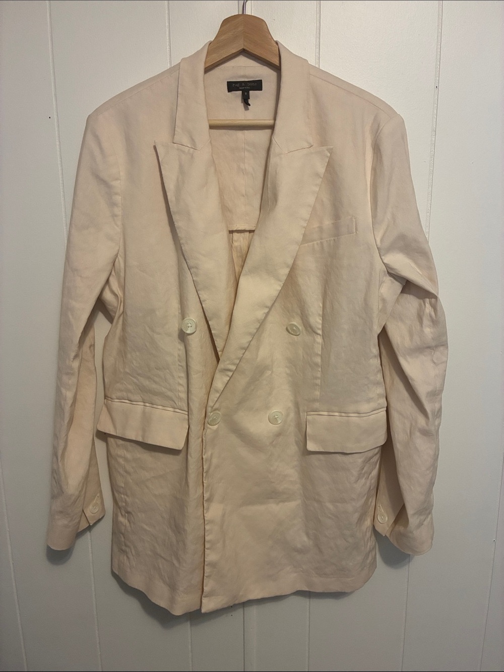 rag & bone Double-Breasted Light Cream Blazer